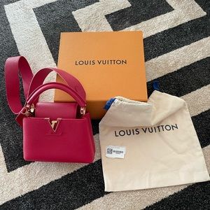 Louis Vuitton Capucines mini red box dust bag receipt tags